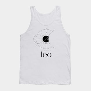 Black and White Minimalist Leo Zodiac Constellation Astrology Tank Top